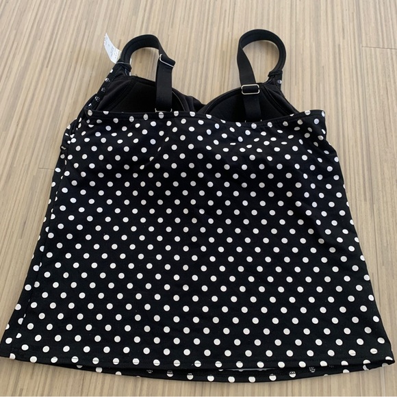 Lands’ End Tankini size 6 NWT Black w White Polka Dots - Picture 2 of 4